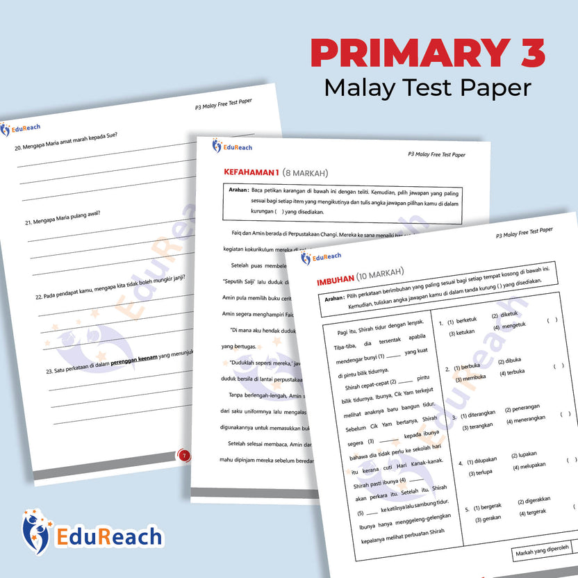 P3 Malay Free Test Paper | EduReach Singapore Tuition Centre